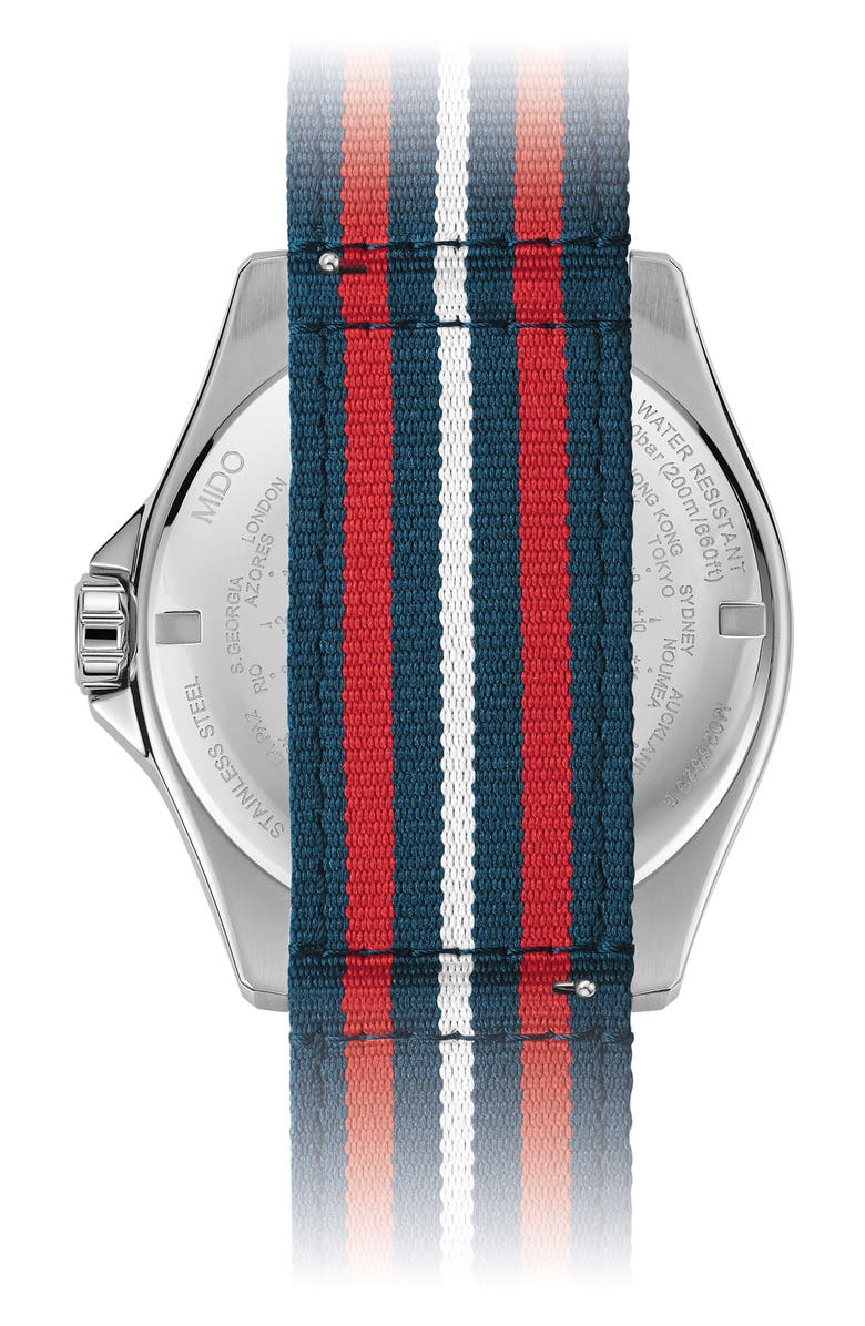 MIDO Ocean Star GMT Automatic Bracelet Watch & Fabric Strap Gift Set, 44mm, Alternate, color, Blue