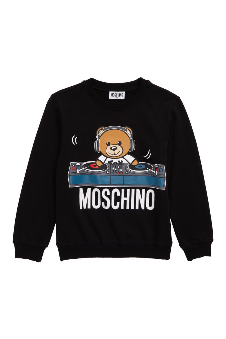 DJ Toy Bear Sweatshirt, Main, color, BLACK