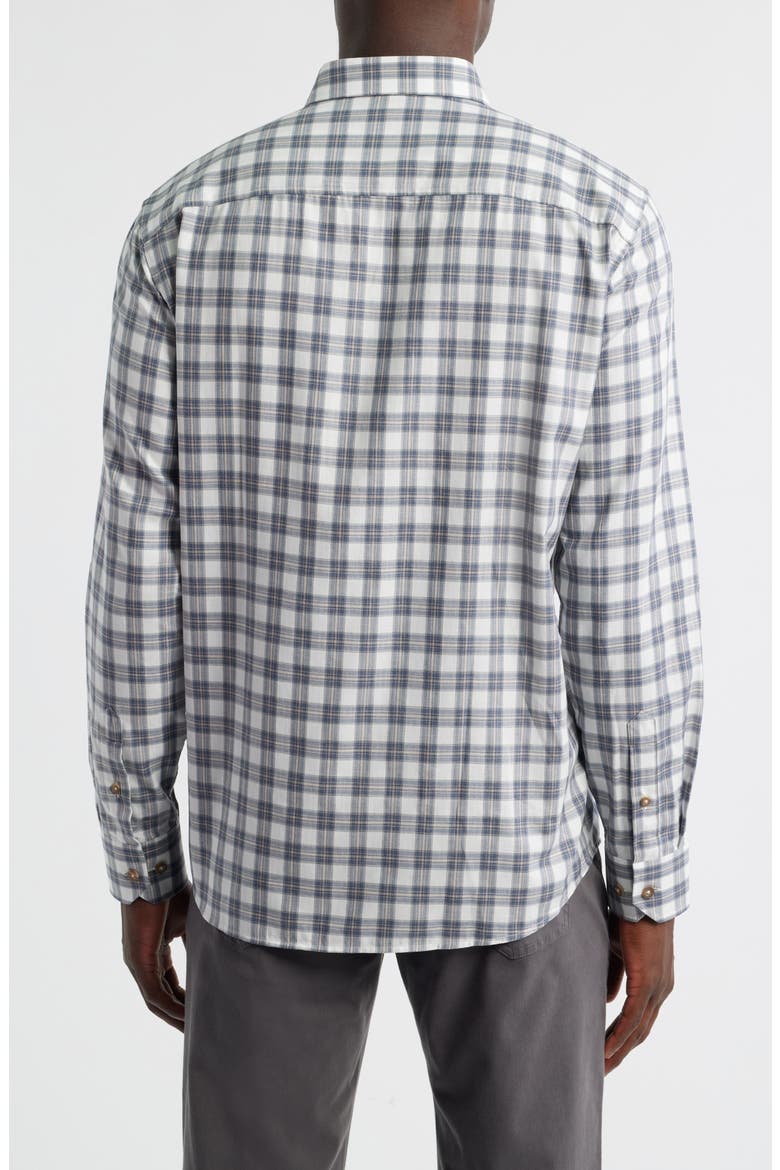 Plaid Heathered Cotton Button-Up Shirt, Alternate, color, NAVY/ TAN SHADOW GRID