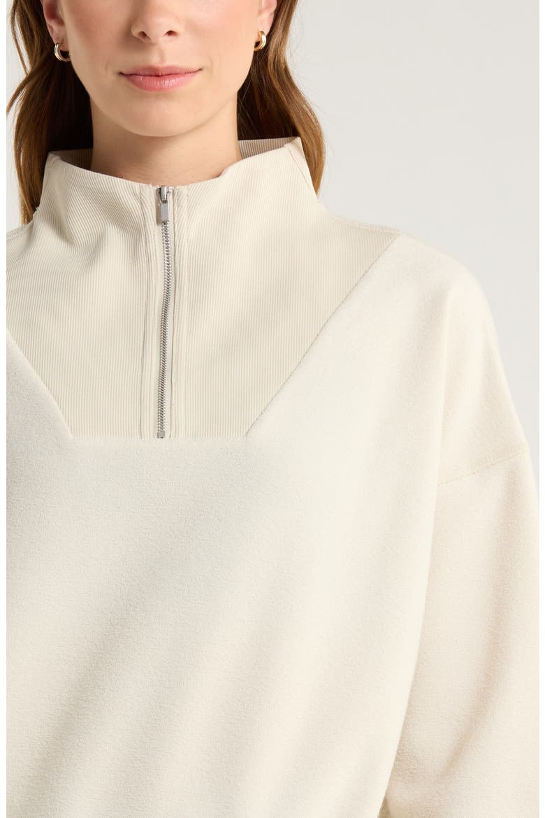 Cozy Bouclé Quarter Zip Sweatshirt, Alternate, color, BEIGE SEASHORE
