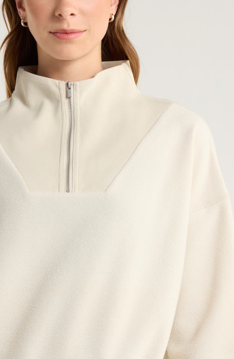 Zella Cozy Mock Neck Quarter Zip Sweatshirt, Alternate, color, Beige Seashore
