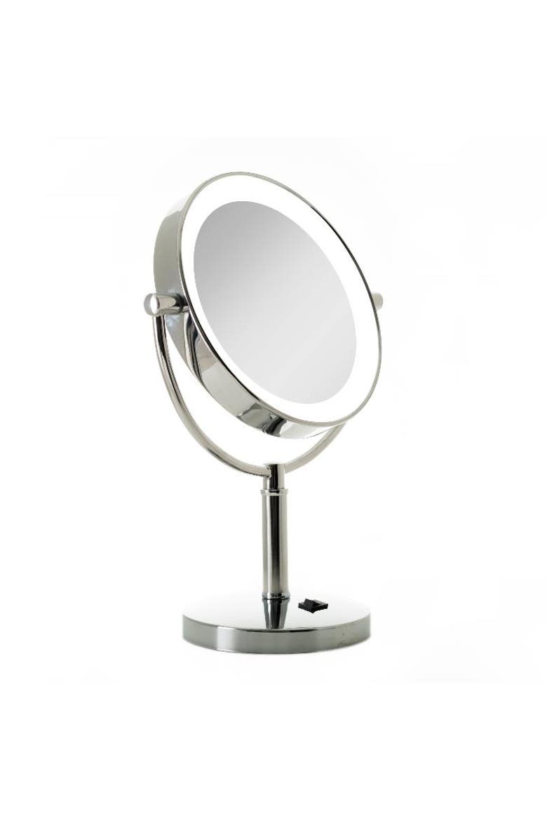 Laguna Lighted Makeup Mirror with 10X/1X Magnifications, Main, color, Chrome