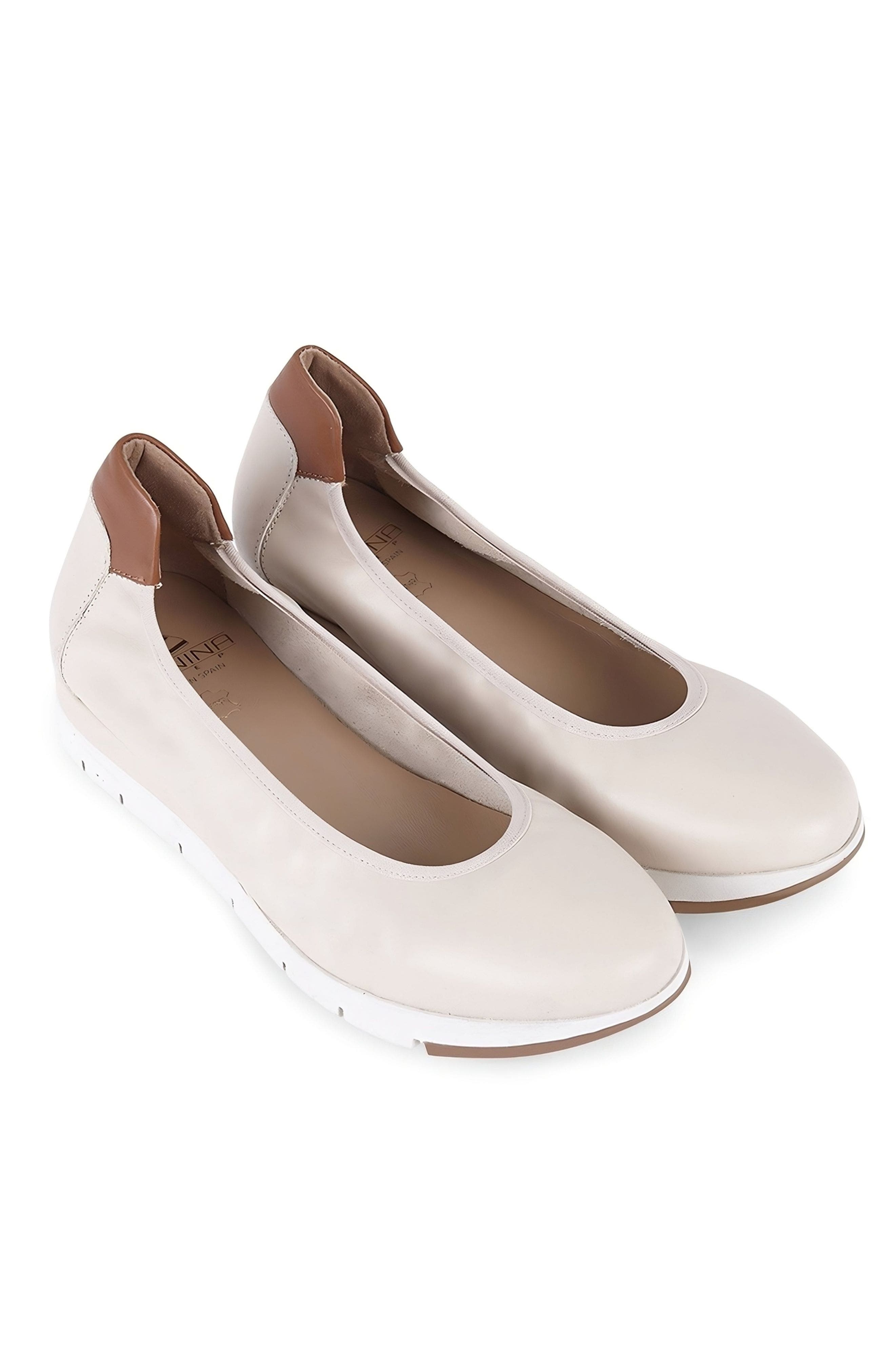 Menina Step Promenade Leather Comfort Flat, Alternate, color, Beige