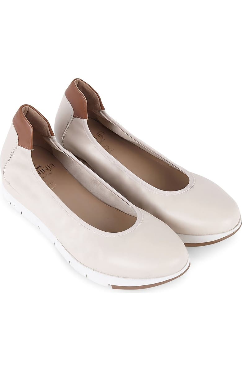 Menina Step Promenade Leather Comfort Flat, Alternate, color, Beige