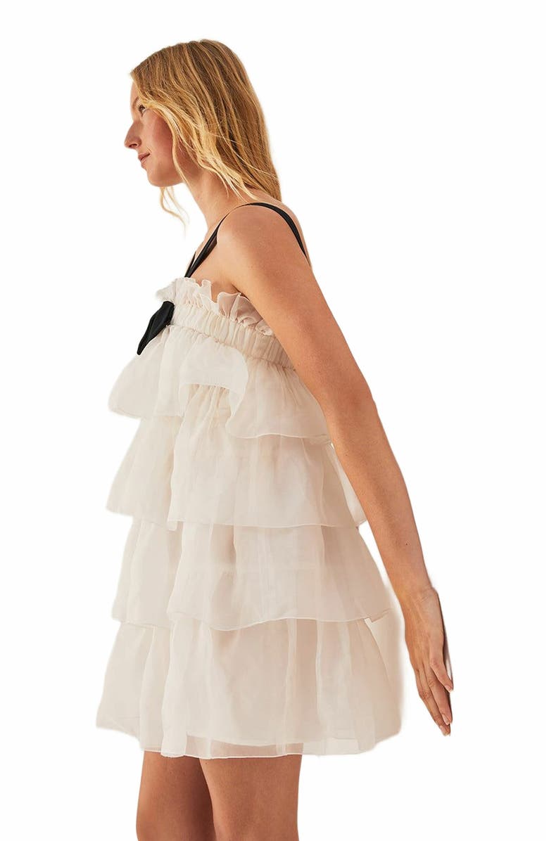Rebecca Taylor Tiered Organza Dress, Alternate, color, Ivory/ Black