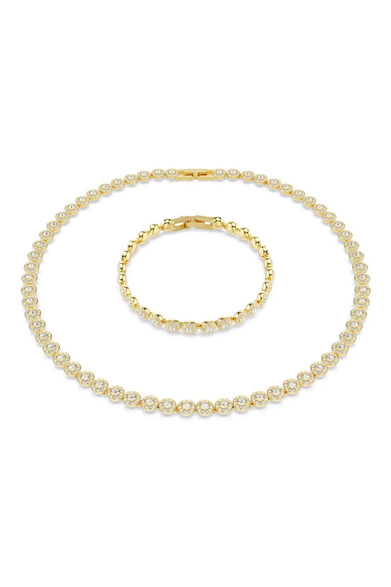 Una Angelic Crystal Tennis Necklace & Bracelet Set, Main, color, WHITE/ GOLD