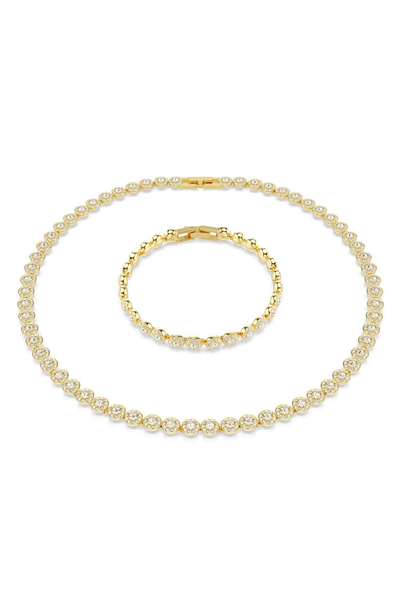 Swarovski Una Angelic Crystal Tennis Necklace & Bracelet Set, Main, color, White/ Gold