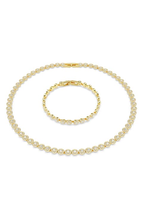 Una Angelic Crystal Tennis Necklace & Bracelet Set