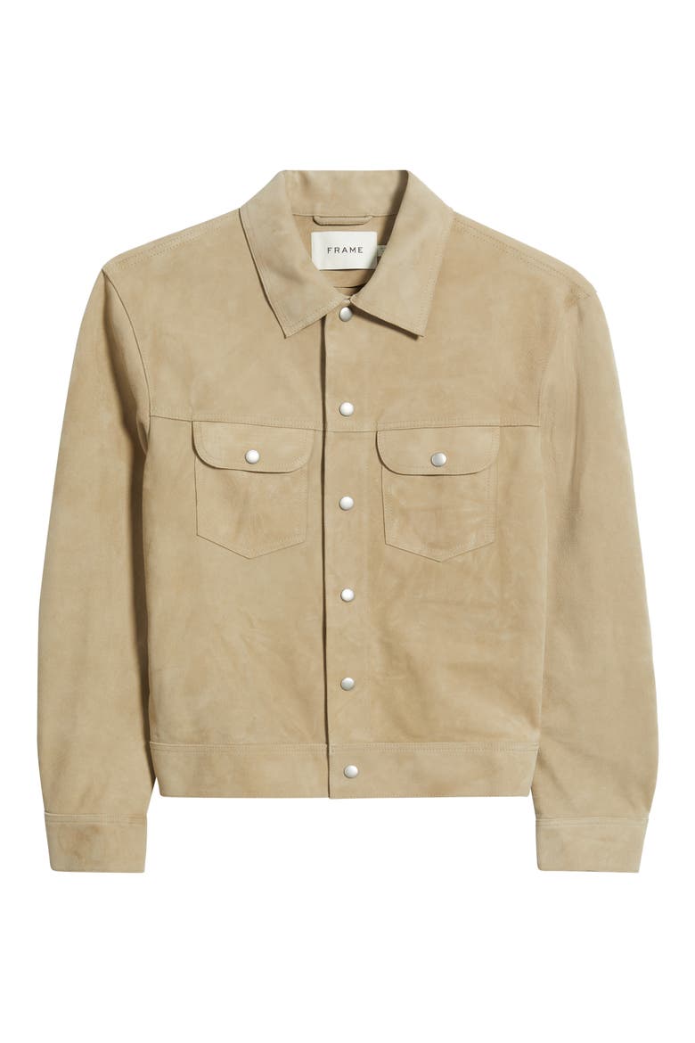 Suede Trucker Jacket, Alternate, color, OXFORD BEIGE