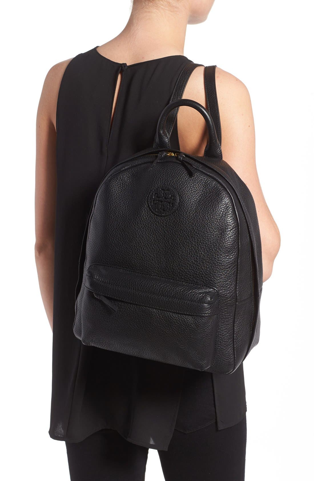Tory Burch Pebbled Leather Backpack, Alternate, color, 