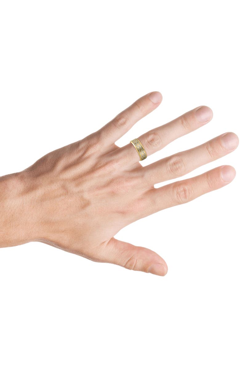 Bliss Diamond Men's Gold Plated Tungsten Ring Celtic Laser 8mm Wedding Band, Alternate, color,