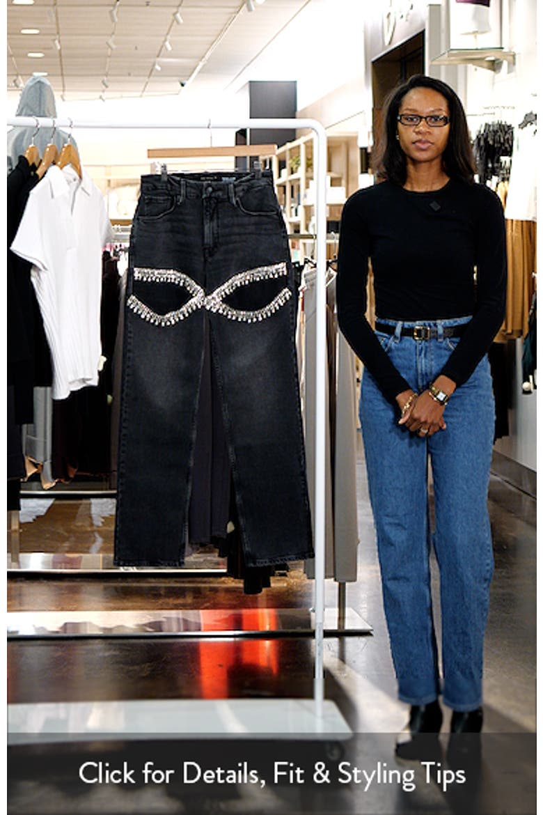 Good Icon Crystal Embellished Cutout Straight Leg Jeans video