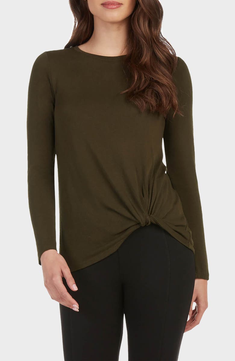 matty m. Ada Front Twist Long Sleeve Top, Main, color, Moss