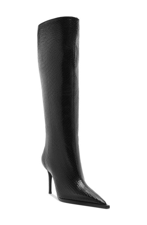 Mary Up Snakeskin Embossed Knee High Boot (Women)
