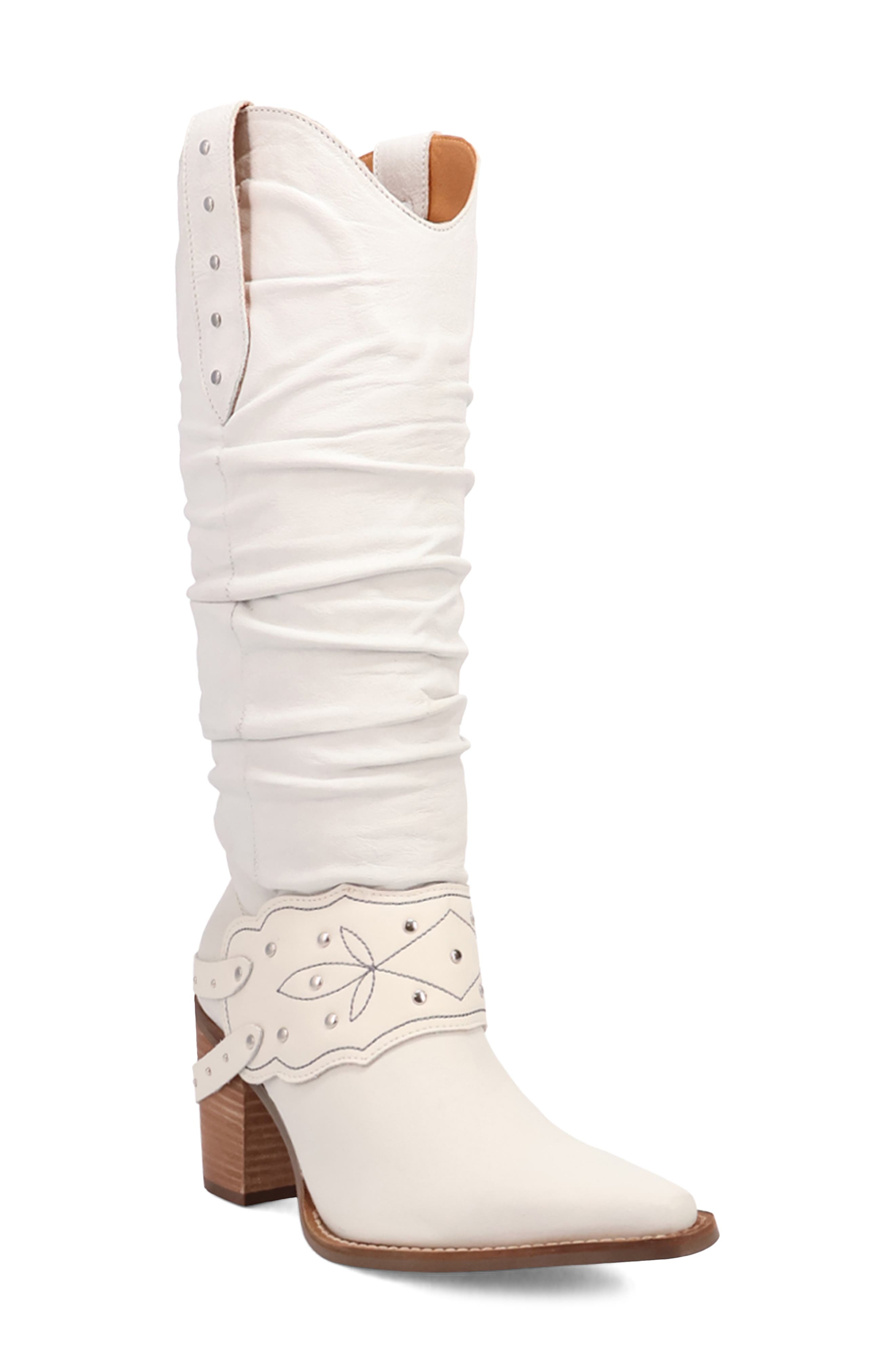 Dingo Grit n' Grace Pointed Toe Western Boot in White 