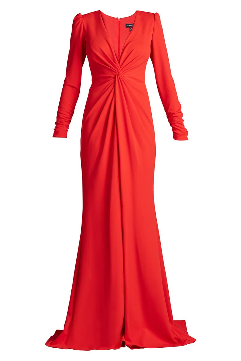 Long Sleeve Mermaid Gown, Alternate, color, RED ROSE