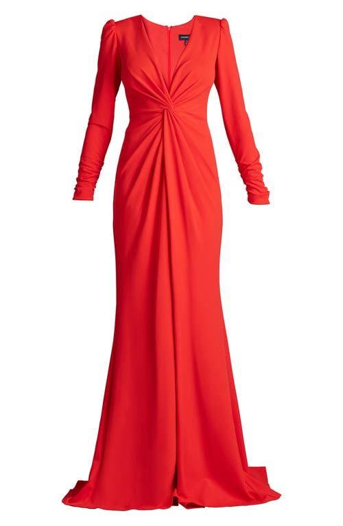 Tadashi Shoji Long Sleeve Mermaid Gown In Red