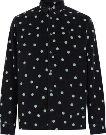 AllSaints Ocular Polka Dot Corduroy Button-Up Shirt | Nordstrom