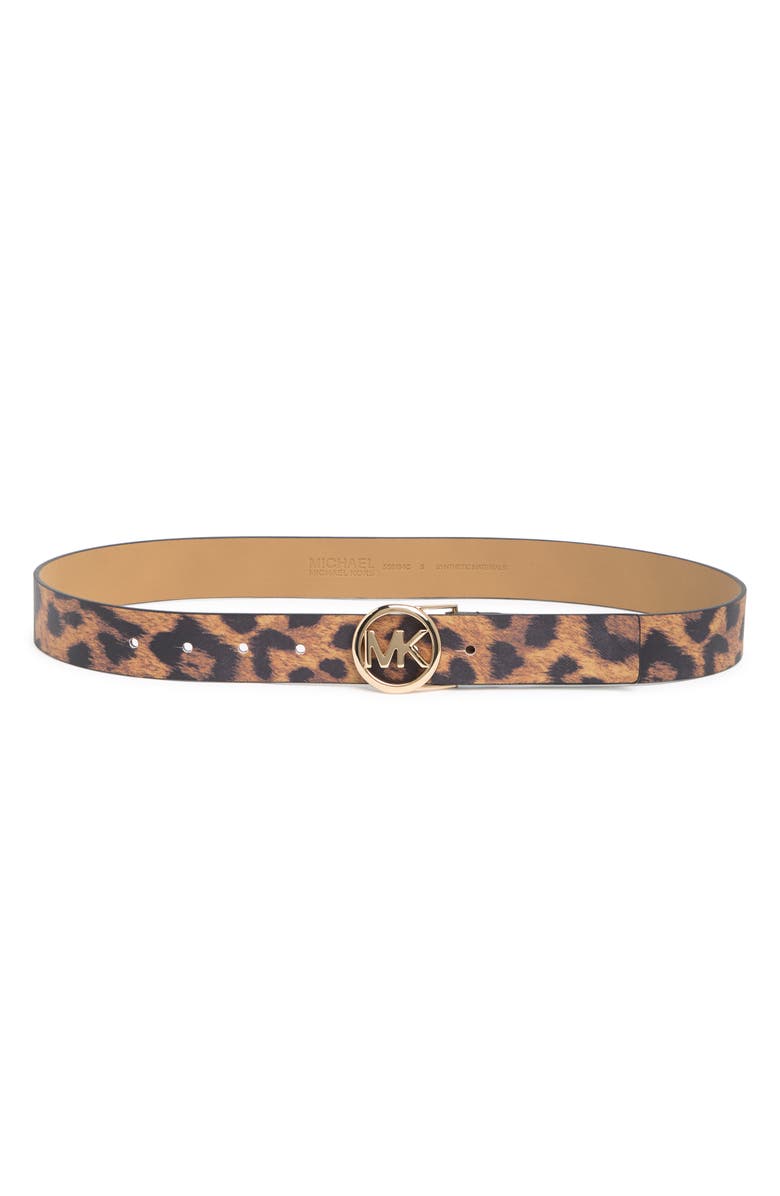 Michael Kors Leopard Print Belt, Main, color, 