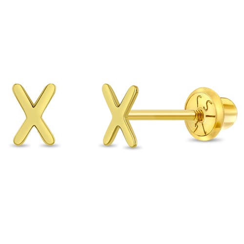 In Season Jewelry 14k Itsy Bitsy Initial Letter Earrings In Letter X