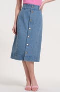 Isaac Mizrahi New York Button Front Denim Skirt