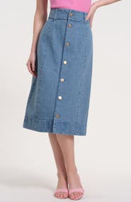 Isaac Mizrahi New York Button Front Denim Skirt