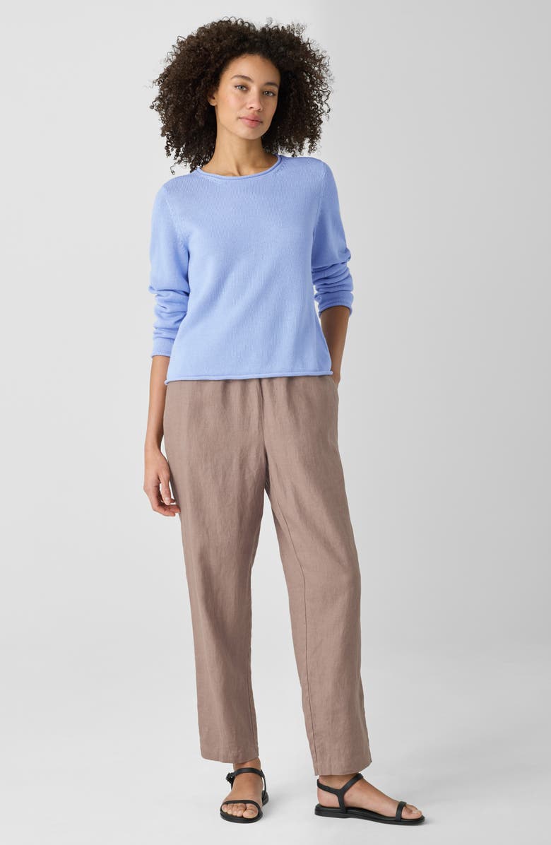Eileen Fisher Jewel Neck Organic Cotton Blend Sweater, Alternate, color, Bellflower