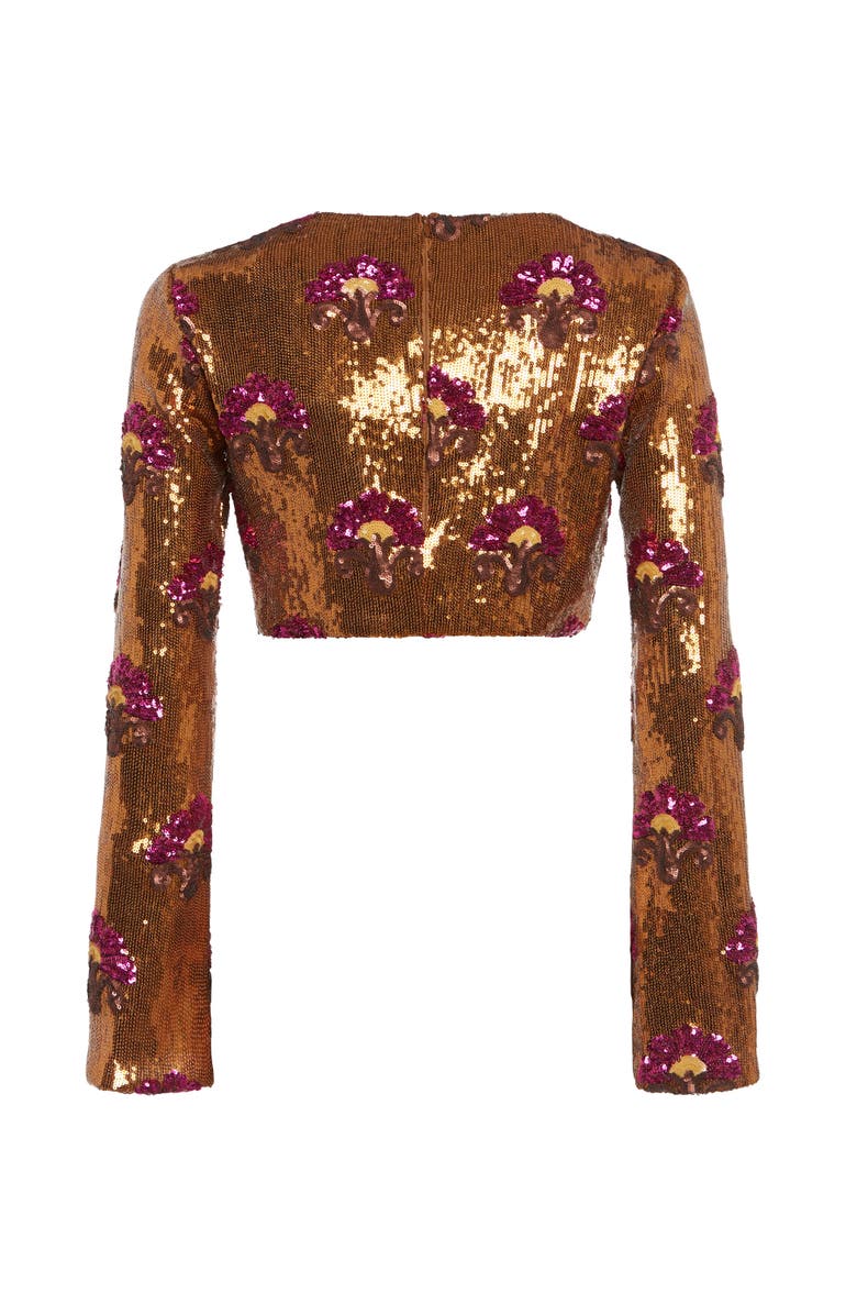 La DoubleJ Holly Crop Top Textured Sequins Rust, Alternate, color, Textured Sequins Rust
