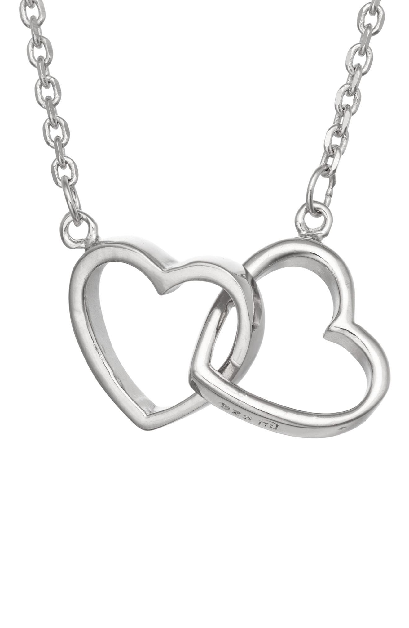 FZN Sterling Silver Double Heart Pendant Necklace