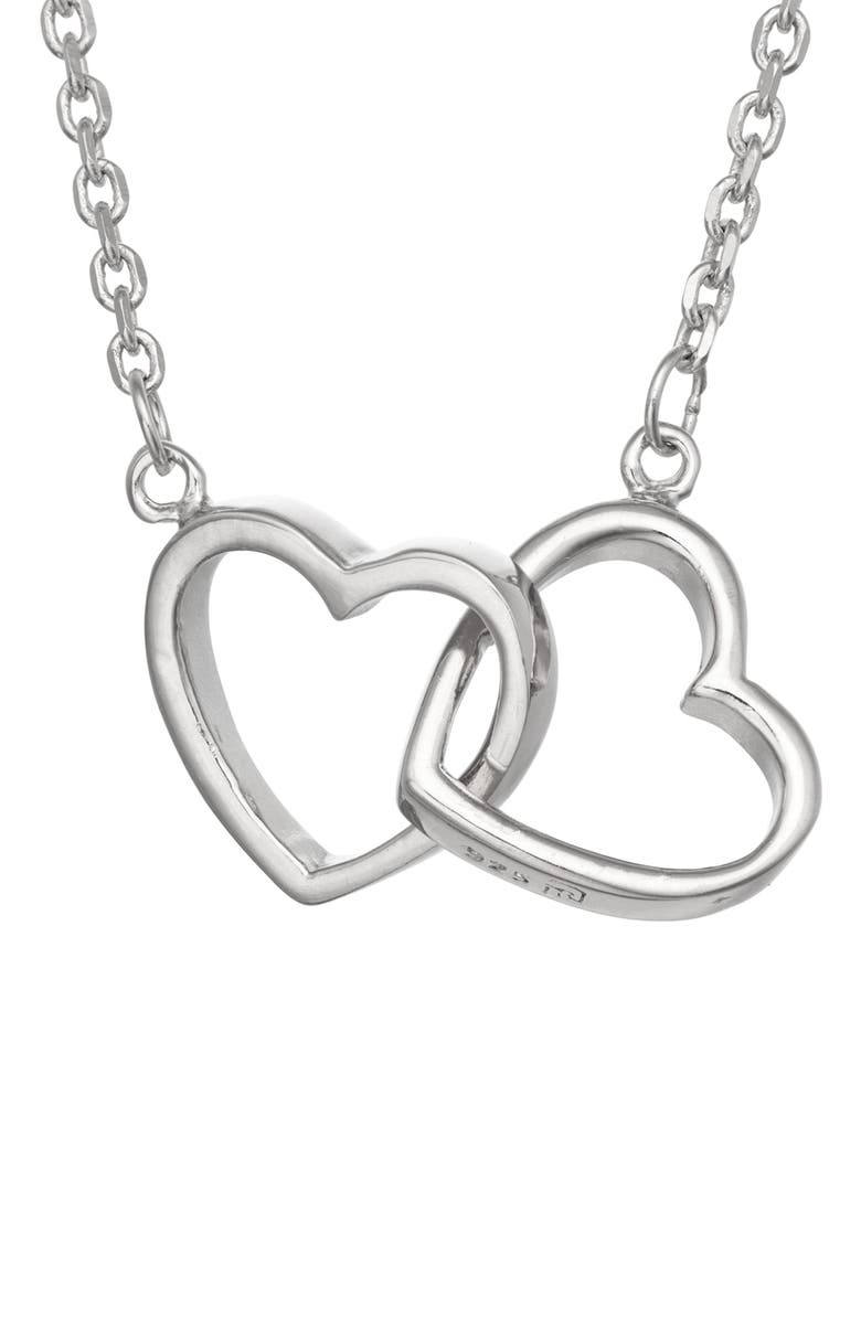 FZN Sterling Silver Double Heart Pendant Necklace, Main, color, Silver