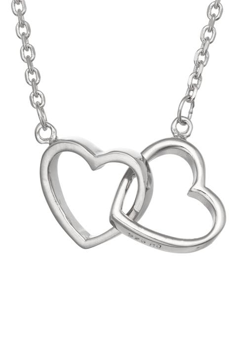 Sterling Silver Double Heart Pendant Necklace