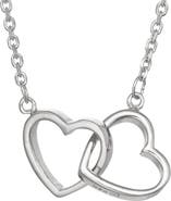 FZN Sterling Silver Double Heart Pendant Necklace