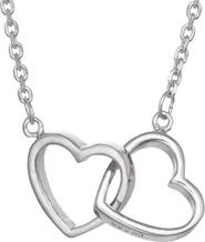 FZN Sterling Silver Double Heart Pendant Necklace
