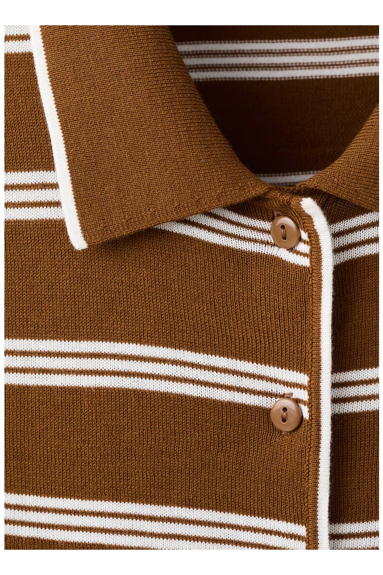Stripe Collared Cardigan, Alternate, color, CARAMEL