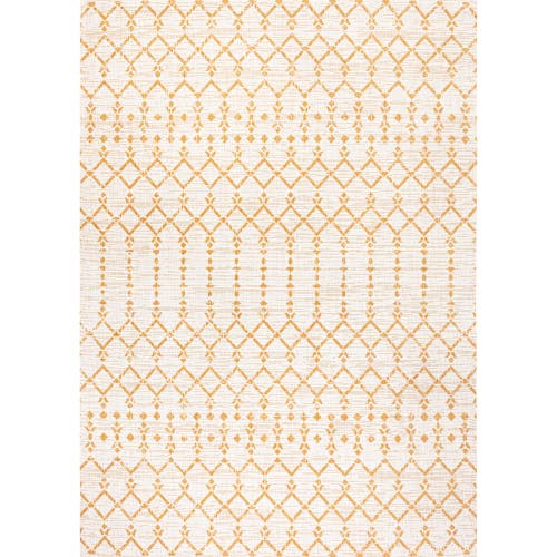 Jonathan Y Ourika Moroccan Geometric Textured Weave Indoor/outdoor Area Rug In Cream/yellow