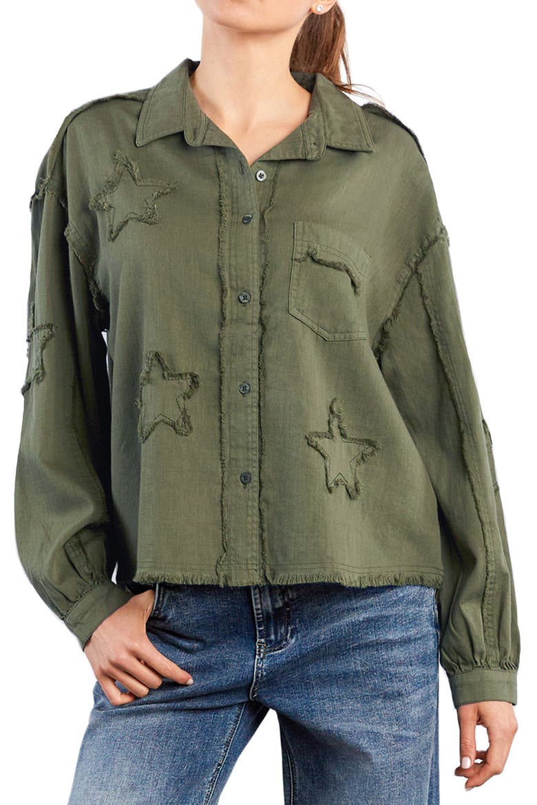 Big Super Star Button-Up Shirt, Main, color, SOFT OLIVE