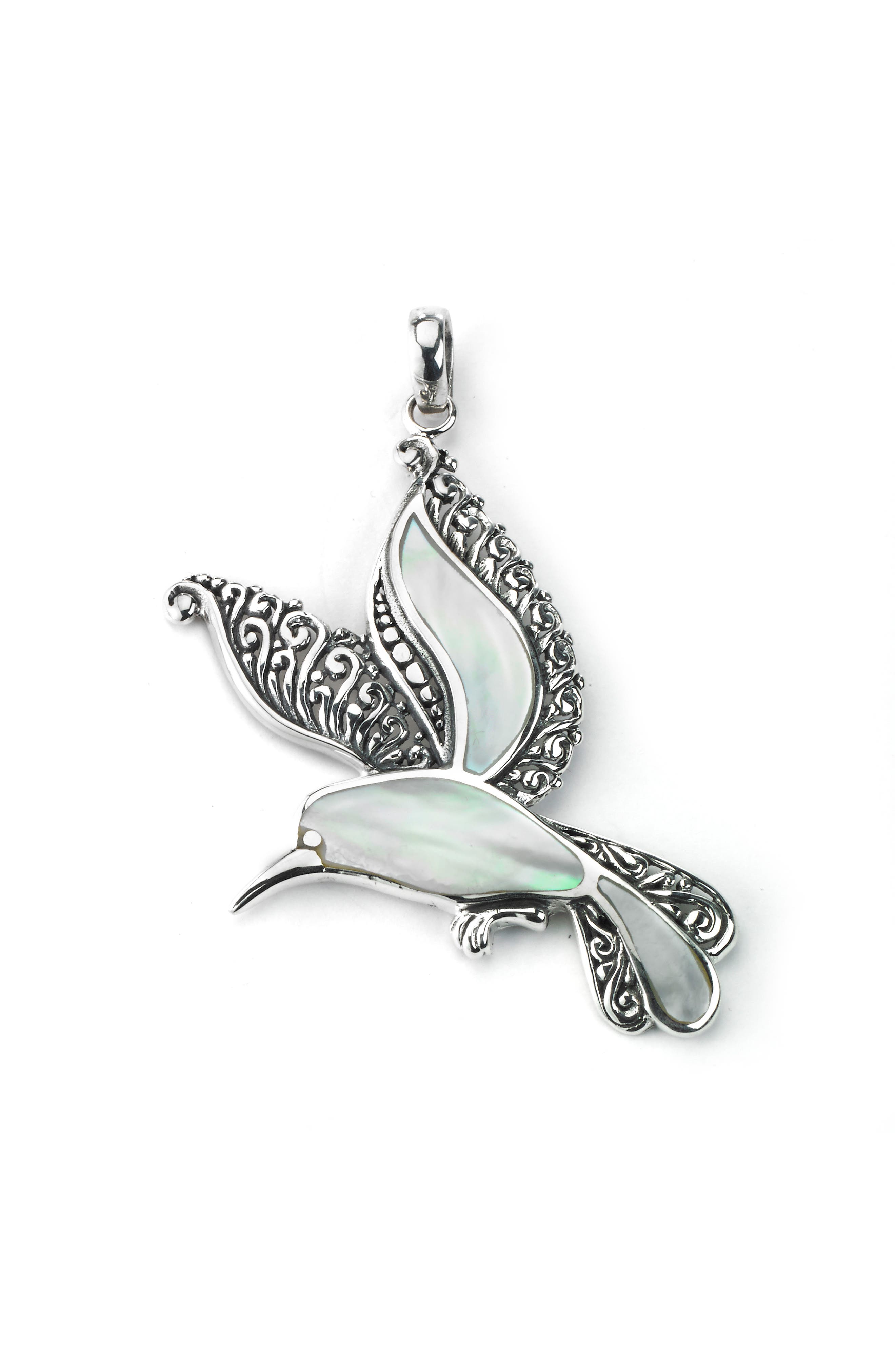 SAMUEL B. Sterling Silver Stone Bird Pendant