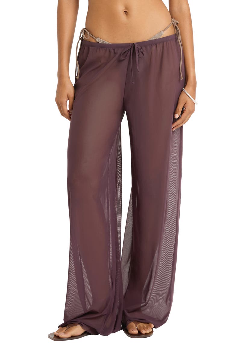 Riley Wide Leg Mesh Cover-Up Pants, Main, color, FIG