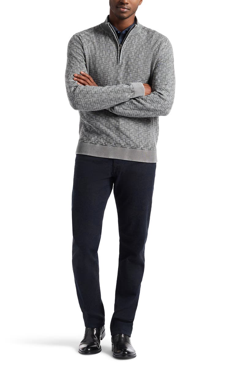 Robert Graham Aubin Basketweave Quarter Zip Sweater, Alternate, color, Grey