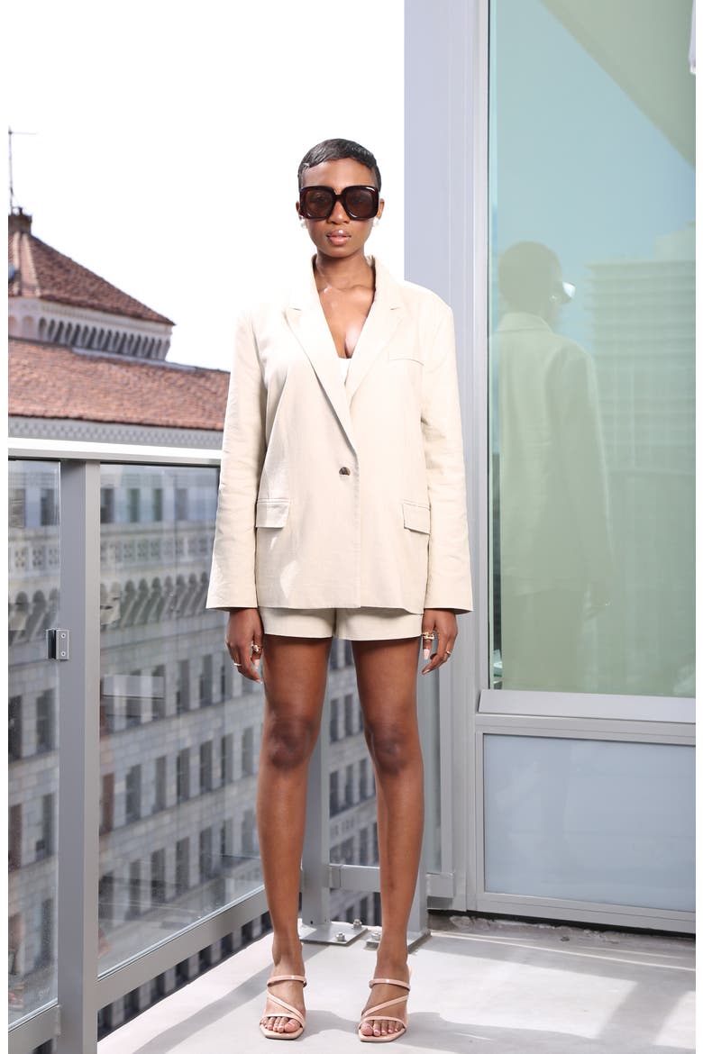 Linen Blend Blazer, Alternate, color, PINK PIROUETTE