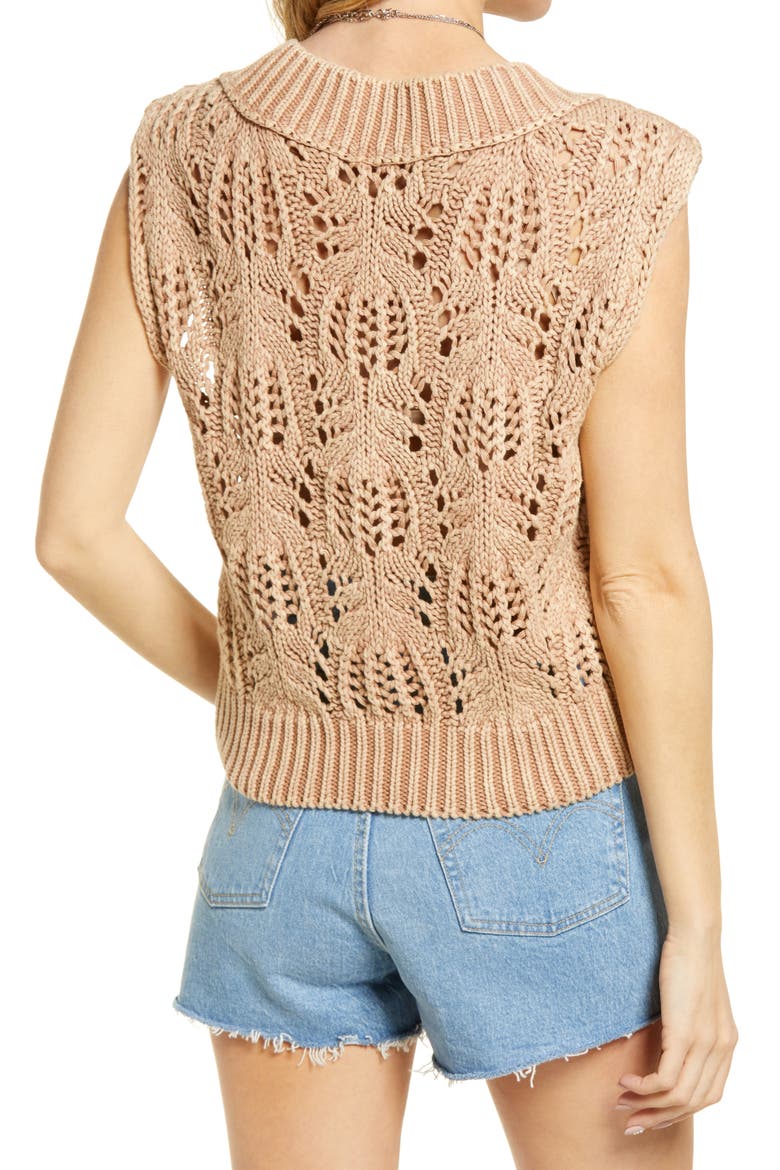 Orchid Pointelle Sweater Vest, Alternate, color, SOFT EARTH