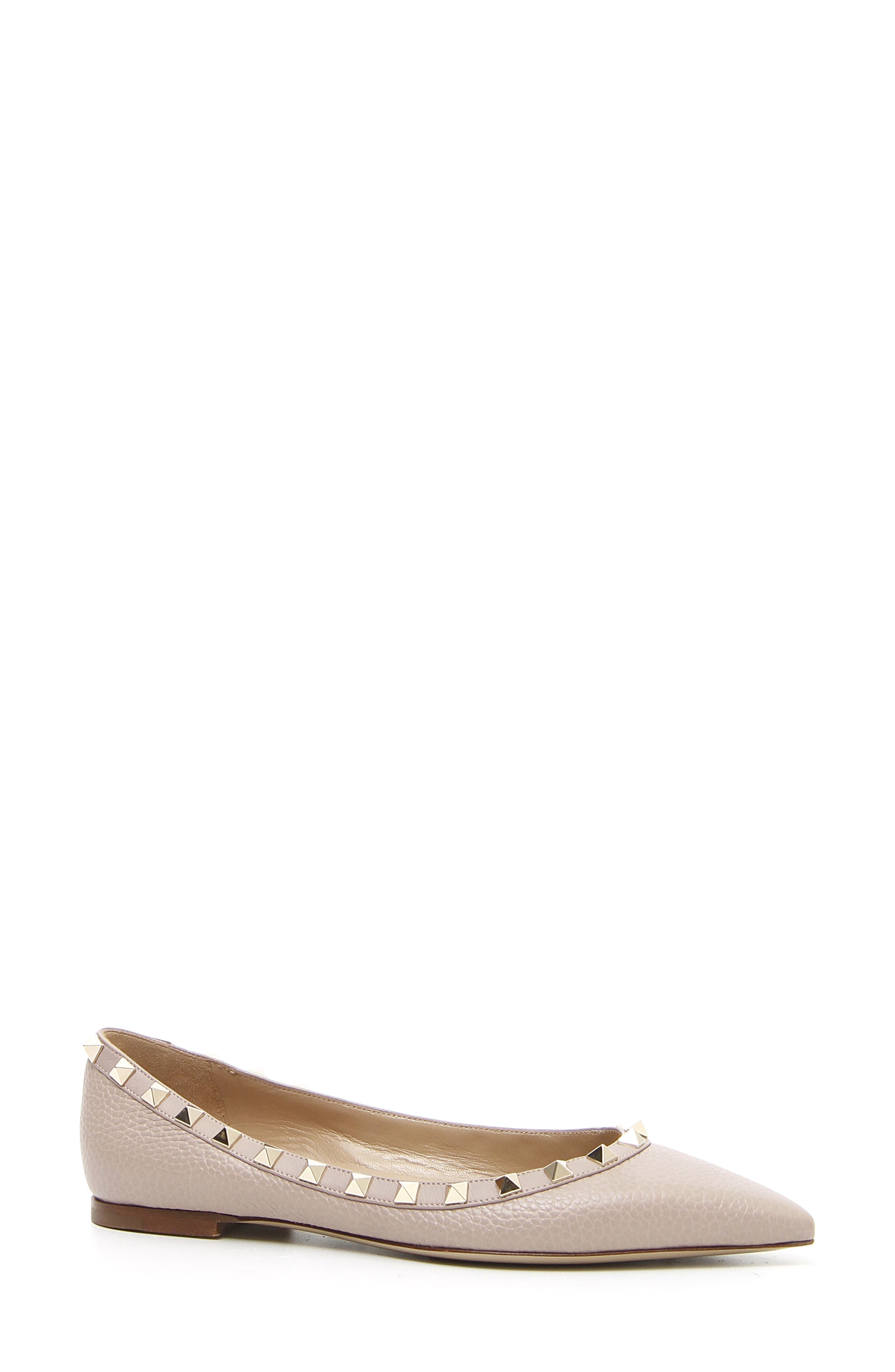 Valentino Garavani Rockstud Pointy Toe Flat, Main, color, 