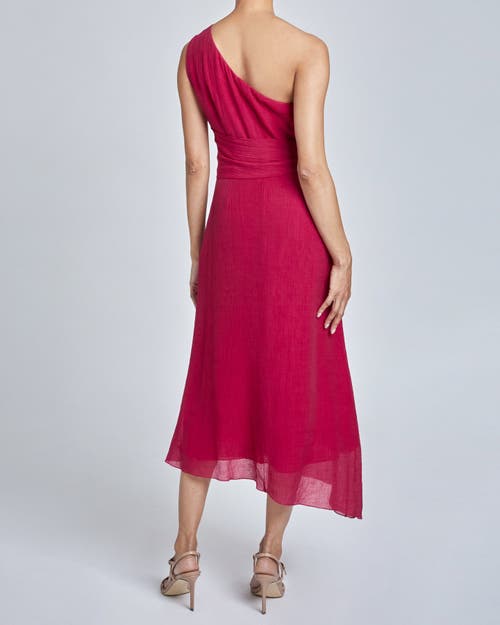 Santorelli Regana One-shoulder Faux Wrap Dress In Red