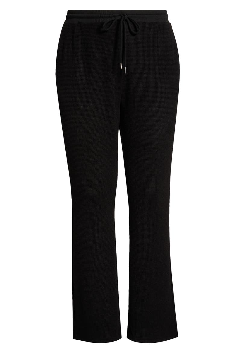 Waffle Knit Flare Leg Pants, Alternate, color, BLACK