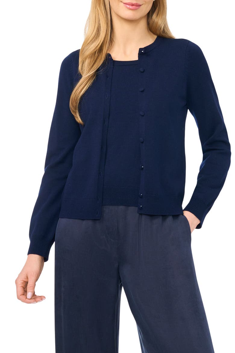 Attached Tank Cardigan Sweater, Main, color, CLASSIC NAVY