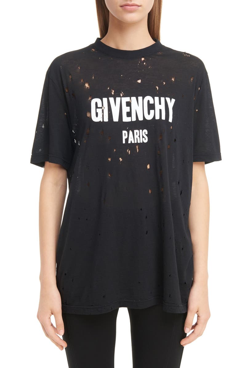Givenchy Destroyed Logo Tee, Main, color,