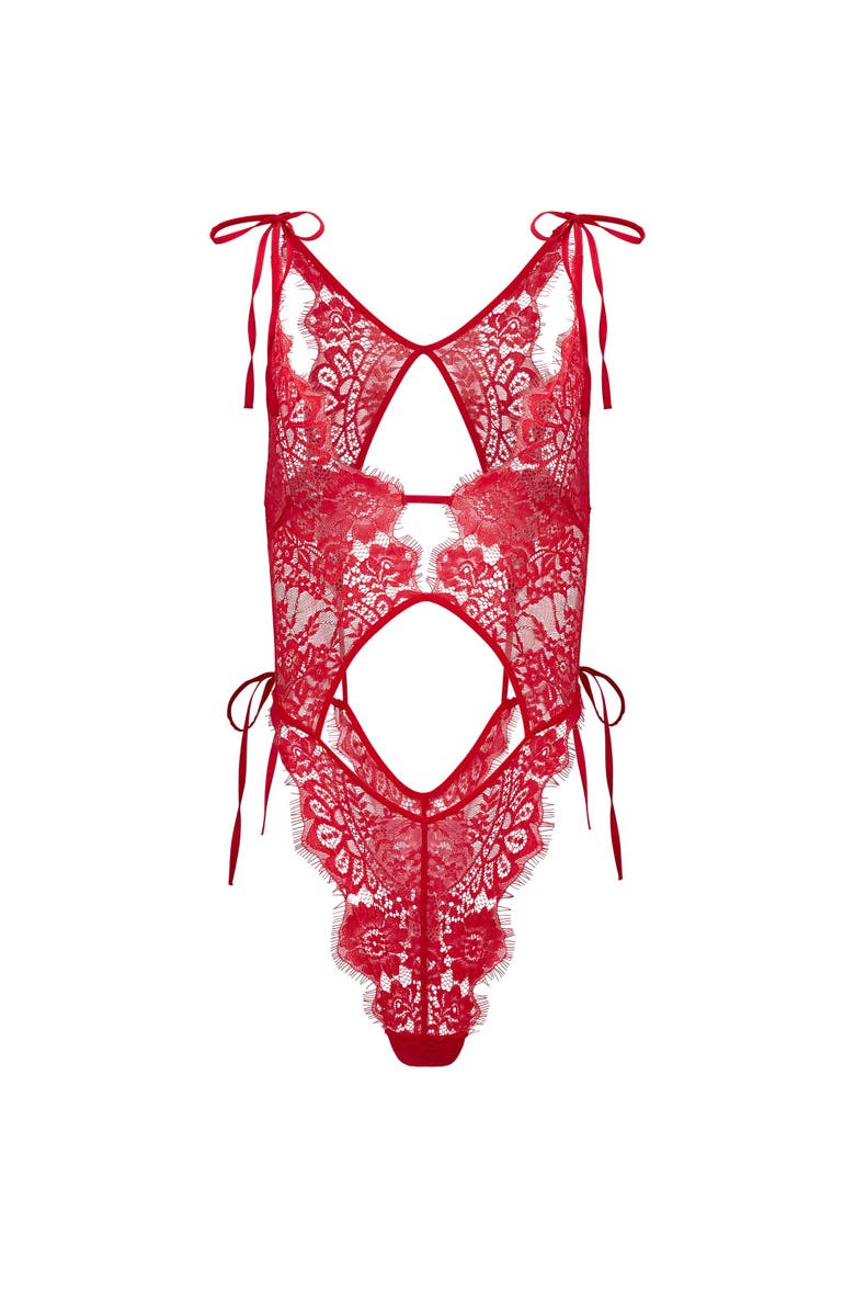 Adore Me Rhonda Bodysuit Lingerie, Alternate, color, Dark Red