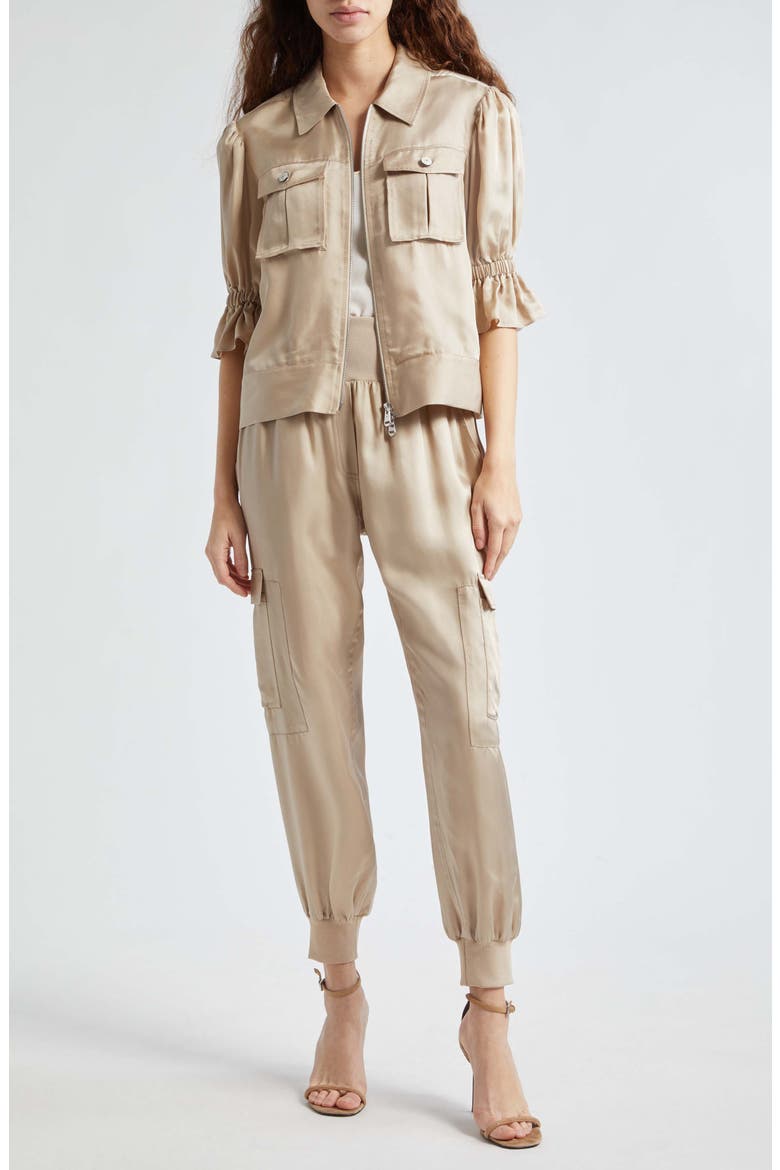 Holly Ruffle Sleeve Jacket, Alternate, color, KHAKI