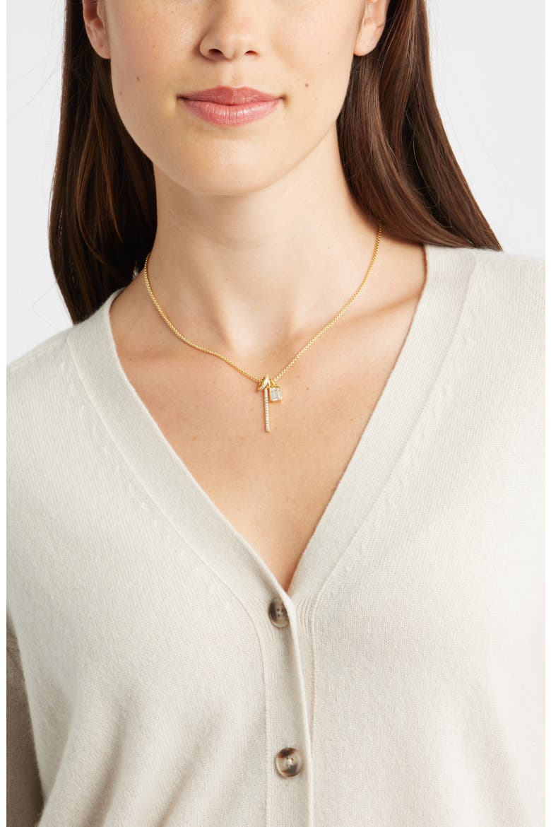 Pavé Charm Cluster Necklace, Alternate, color, CLEAR- GOLD