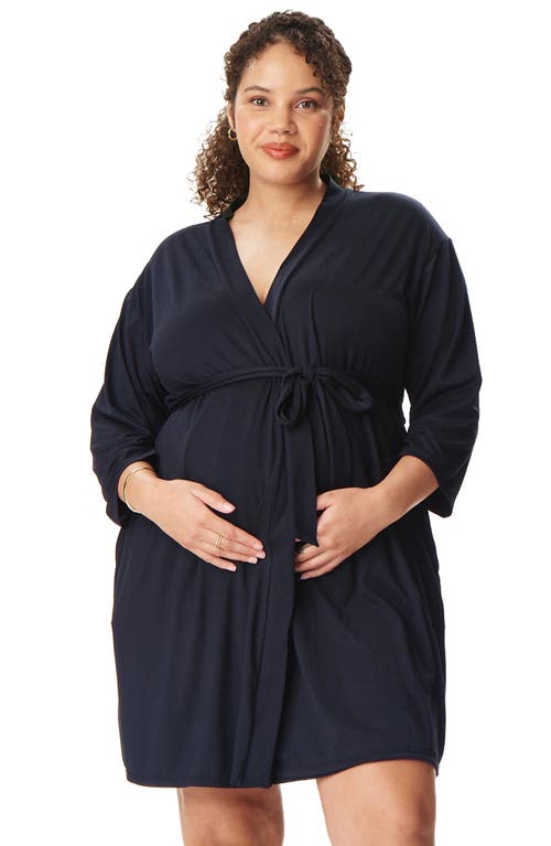 Motherhood Maternity Maternity Robe And Nursing Chemise Sleep Set In Black